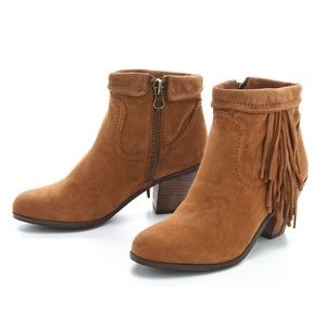 Sam Edelman Louie Tan Suede Fringe Bootie